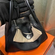 Hermes lINDY 30 黑 銀釦 TC皮