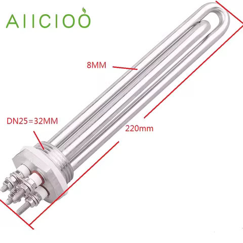 AIICIOO 48V Heating Element DN25 1 inch BSP Immersion Water Solar Tubular Electric Heater 1500W/1800