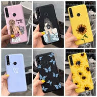 Huawei Y6P (2020) MED-LX9 LX9N Beautiful Girl Sunflower Printed Soft Case Huawei Y6p Candy Color Sil