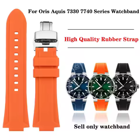 High Quality Silicone Strap For Oris Aquis 7330 7740 Series 22x12mm 24x11mm 24x12mm convex watchband