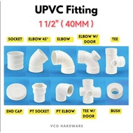 40MM (1-1/2") UPVC Pipe Fittings White UPVC Pipe Connector UPVC Elbow UPVC Tee End Cap