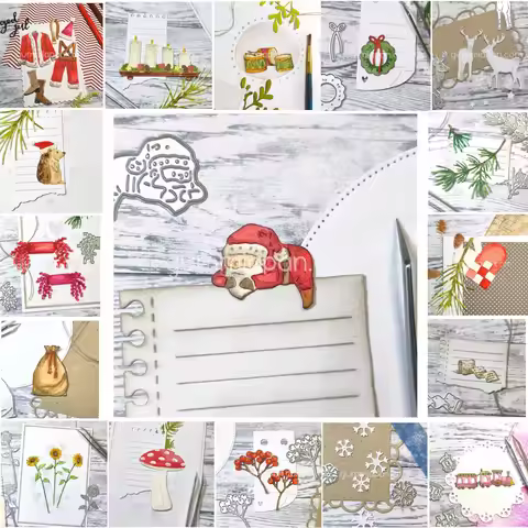 2024 Christmas Santas Clothes Candle Elk Metal Cutting Dies DIY Scrapbook Decoration Embossing Templ