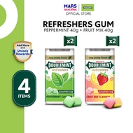 [Bundle of 4] Doublemint Refreshers Gum Fruit Mix x2 + Peppermint x2 40g / Sugar Free