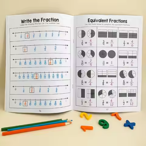 1Pcs Primary School Math Cognitive Test Book Basic Fraction Learn And Practice Training Workbook Fra