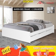 The best shop in MalayFurniture Art Queen Bed Frame With 3 Storage Drawer box / Katil Queen/ Queen Bed/ Bed Frame with S