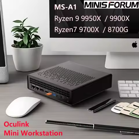 MINISFORUM MS-A1 Gaming Mini PC Oculink AMD Ryzen 9 9950X 7 9700X 4*NVMe 2*2.5G LAN 2*DDR5 Windows 1