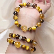 [Jinba Da Zonghe] Gelang Kristal Menara Kuning Asli untuk Lelaki dan Wanita, Perhiasan Batu Mata Har