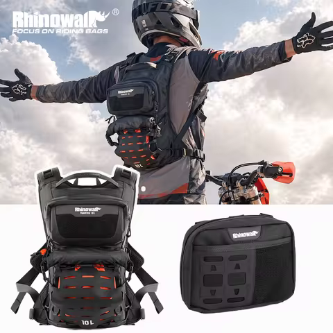 Rhinowalk Motorcycle Backpack 10L Waterproof Tactical Gear Bag with Hidden Rain Cover Protective Bac