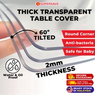 SUPERSAVE Alas Meja Plastik Clear 2.0mm/1.0mm Waterproof Transparent PVC Table Cover Thick Table Pad