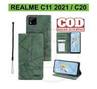 New Flip Case Magnet REALME C11 2021 / C20 Flip Dompet Casing HP Wallet Leather cover