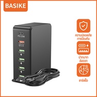 Basike 1C5A เครื่องชาร์จ 6 พอร์ต แท่นชาร์จเดสก์ท็อป เครื่องชาร์จโทรศัพท์ QC3.0 PD20W Type C เครื่องช
