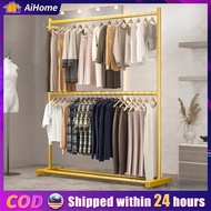 Double Layer Hanging Organizer Rack Cloth Clothes Rack Hanger Baju Penyidai Baju