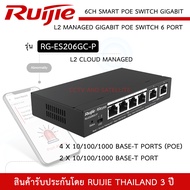 RUIJIE POE Switch 4ch รุ่น RG-ES206GC-P สวิตซ์ 100/1000 Gigabit Reyee 4 Ports PoE +2 UpLink Cloud Ma