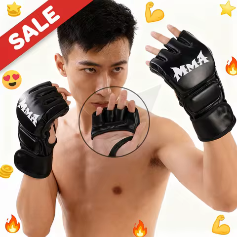 Professional Boxing Training Gloves Half Finger Leather Cushion for Adult Sanda Boxing UFC Training 