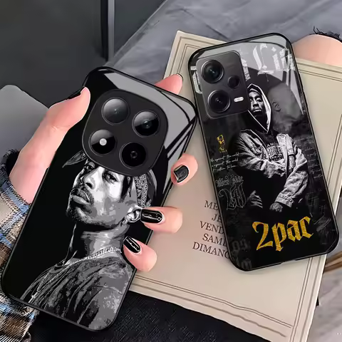 Rapper 2pac Singer Tupac Glass Phone Case for Xiaomi Redmi Note 15 14 13 12 Pro Plus 11 11S 12S 11T