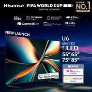 Hisense U6Q 55/65/75/85 inch ULED Mini LED AI TV | 144Hz | Hi-View AI Engine | 2.1CH Sound System