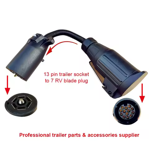 Trailer Conversion Plug Socket 13-pin EU Socket to 7-pin Trailer Adapter Connector Power Conversion 