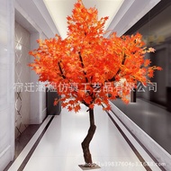 Wholesale Red Maple Shaped Tree Simulation Red Maple Tree Large Hotel Shopping Mall Decoration Tree 