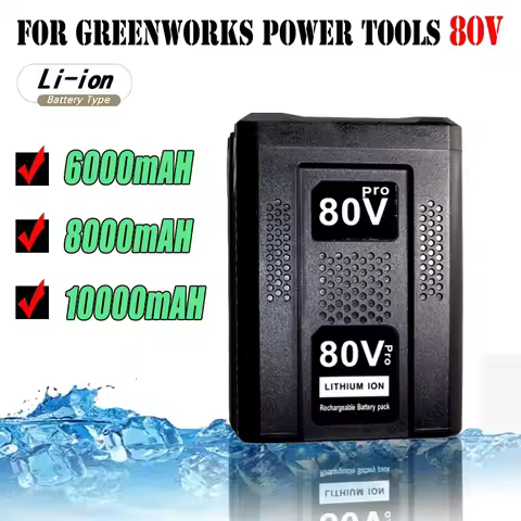 For Greenworks GBA GBA80600 80V 6000mAh Replacement Battery Compatible For GBA80200 Cordless Power T