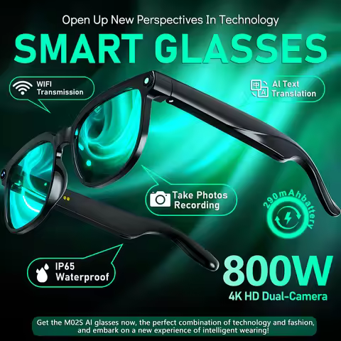 2026 AI Smart Glasses New 4K HD 800MP Camera Chat GPT Bluetooth Call Voice Assistant Control AI Tran