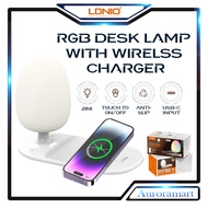 Original Ldnio Desk Lamp RGB Night Sleep Bed Lamp With 15W Wireless Charging Handphone Warm Light Lampu Meja