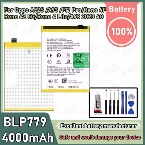 BLP779 Large capacity Battery For OPPO A92S/F17 Pro/Reno 4Z 5G/Reno 4 Lite/Reno 4F/A93 2020 4G Batte