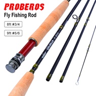 PROBEROS 4 Section Fly Fishing Rod 2.7M High Carbon Rod 9ft Jig Rod 5/6 Saltwater Fishing Tackle TFR010