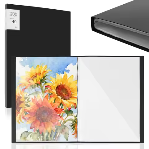 2 Pcs Art Portfolio Presentation Folder A3 Display Book Folder 40 Pocket with Clear Plastic Sleeve A