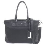 PELLE MORBIDA 黑色鱷魚​​紋壓花皮革兩用單肩包/公事包，成色極佳。附防塵袋。日本製造。