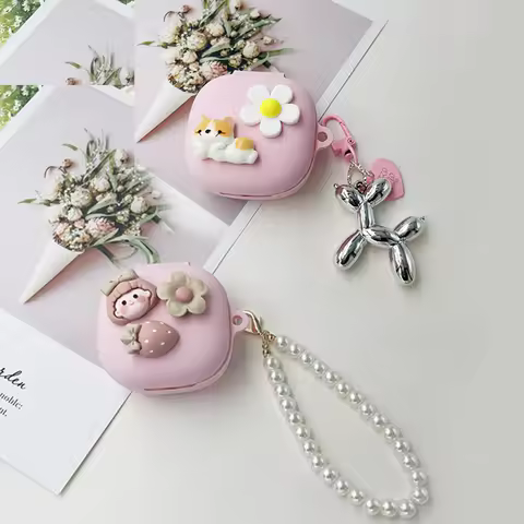 cartoon Cover For JBL Live Pro+/ Pro 2/Live Free 2 Case with keychian Silicone earphones case for JB