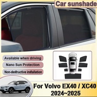 Car Mesh Sunshade For Volvo EX40 2024 2025 XC40 Recharge Rear Side Windshield Shade Window Protectio