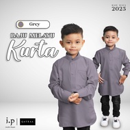 I.P Muslim❤️2025 GREY Baju Kurta BUDAK Soft Cotton SlimFit /Free Butang/Size 0-14/Baju Raya Keluarga