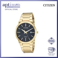 [Aptimos] Citizen Quartz BI5062-55E Black Dial Men Ip Gold Plated Bracelet Watch