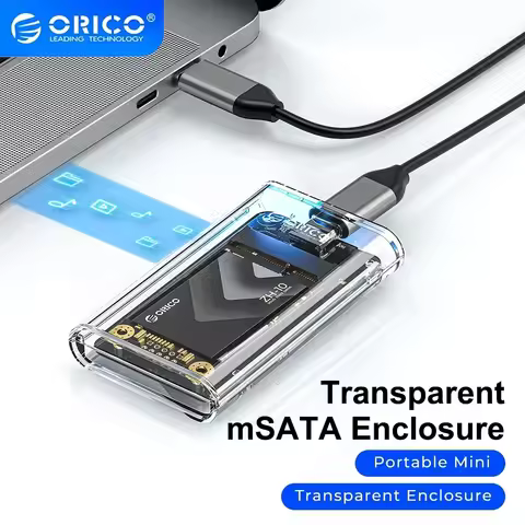 ORICO mSATA SSD Case to USB 3.2 Gen1 SSD Enclosure Adapter 5Gbps Transparent External Mini mSATA SSD