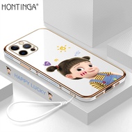 Hontinga เคสโทรศัพท์สำหรับ Iphoneเคสมือถือ Iphone 11 Pro Max 12 Mini 12 Pro Max 13 Mini 13 Pro Max เคสมือถือยางสี่เหลี่ยมทำจาก TPU นิ่มหรูหราลายอนิเมะ Happy Girl สำหรับป้องกันกล้องเคสแบบเต็มรูปแบบสาวๆ