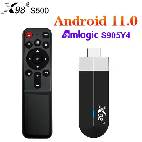 X98 S500 Amlogic S905Y4 TV Stick Android 11 TV Box AV1 Quad Core 4K Dual Wifi BT Android 11.0 Media 