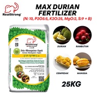 Real Strong Baja MAX Durian Fertilizer Baja Durian (N: 10 P2O5:5 K2O:25 MgO:2 S:9 + B) 25KG