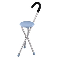 【COD】 2 in 1 Portable Folding Lightweight Travel Elderly Cane Seat Stool Crutch Combo Cane Tungkod w