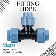 HDPEEQUAL Tee OKUMA Brand HDPE Pipe Tee/ - 63 mm (2") High Quality HDPE Pipe Connection