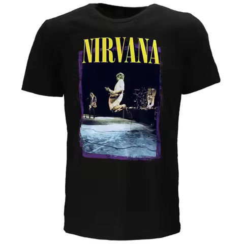 Nirvana Stage Jumping Graphic T-shirt - A Retro Band Rock Metal Element Street Hip-hop Enthusiast T-