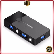 Ugreen 30357 - Bộ KVM Switch USB 2 máy tính chung 1 màn hình cao cấp