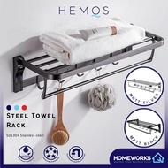 HEMOS BATHROOM FAUCET 304 STAINLESS STEEL TOWEL RACK HOLDER RAK BILIK MANDI HM-81509
