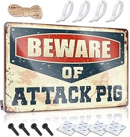 We Dont Call 911 Sign Beware of Attack Pig Metal Sign Security Signage Man Cave Decor ( Size : 20X30