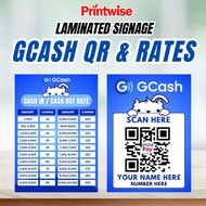 PRINTWISE LAMINATED SIGNAGE FOR GCASH BUSINESS GCASH QR/GCASH FEE RATES