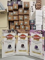 $110／4盒，$300／12盒MOCCONA 摩可納 Barista Reserve 系列的咖啡膠囊。 
三種不同的烘焙程度與強度，包括強度 12 的「極深度烘焙 (Extra Dark Roast