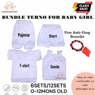 6SETS/12SETS BUNDLE TERNO FOR BABY GIRL  0-12months old/Newborn Infant BUNDLE COTTON SOFT FABRIC AND