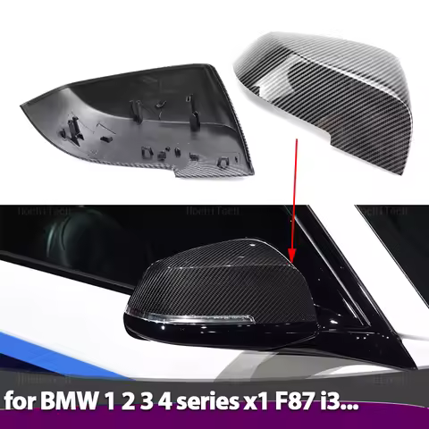 2x Side Mirror covers styling Carbon pattern Black for BMW Series 1 2 3 4 X M 220i 328i 420i F20 F21