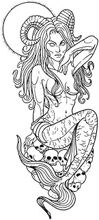 Semi-Permanent Tattoo,Devil Woman Sitting On Skull - K27,Women Tattoos,Real Tattoo Look,Lasts 1-2 We