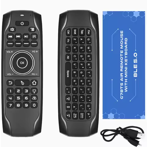 G7BTS Backlit Fly Air Mouse Wireless Air Mouse with IR Learning Smart TV Box Remote Control with USB