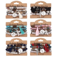 5.8-European American Bracelet Wings Elements Imitation Bodhi Beads Bohemian Style Multi-Layer Brace